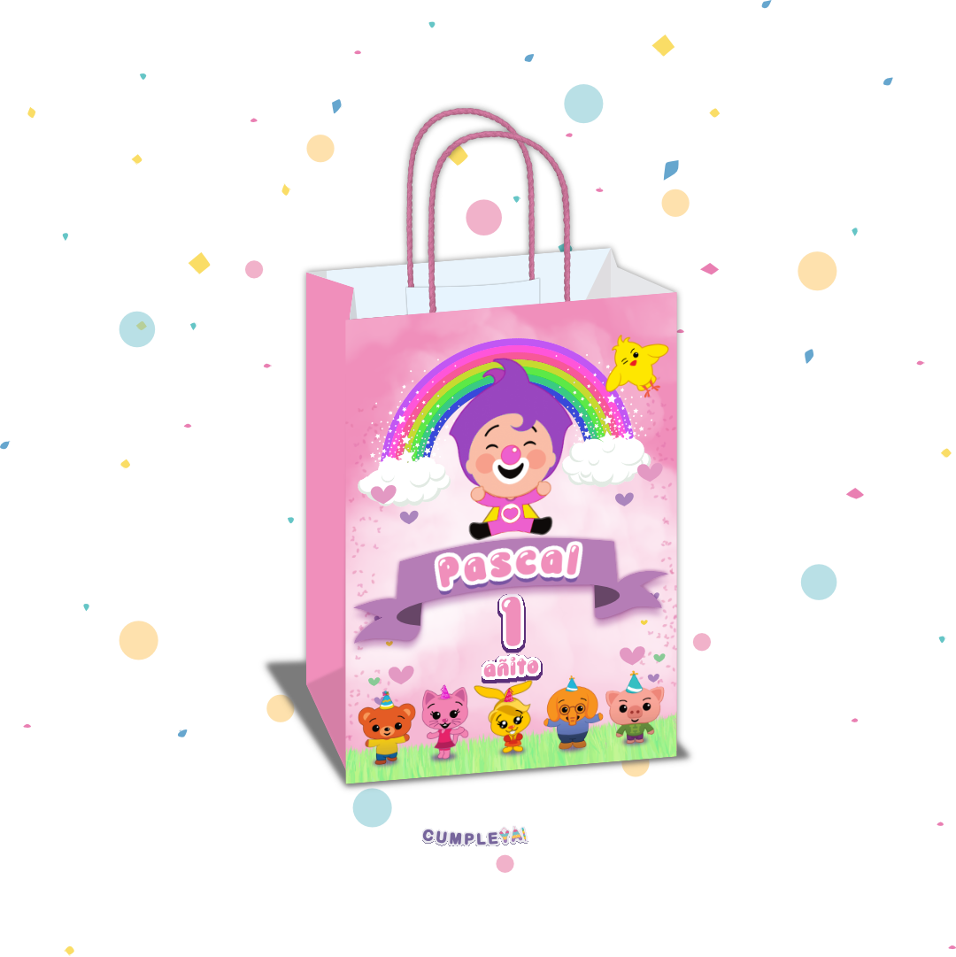 BOLSA SORPRESA 16 × 21 × 8 CM PLIM PLIM ROSADO Y SUS AMIGOS