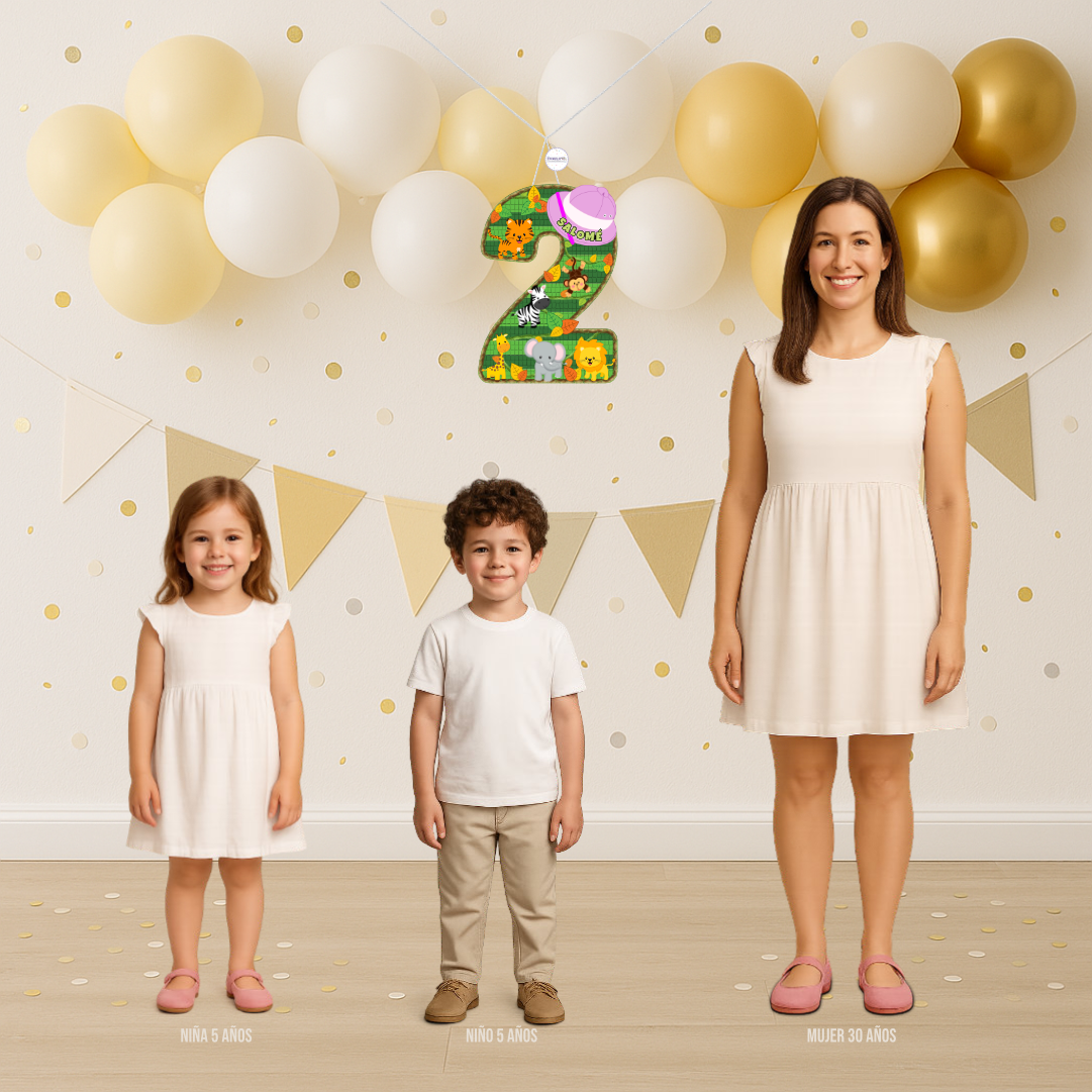 PIÑATA NUMERO 2 SAFARI 40CM PREMIUM