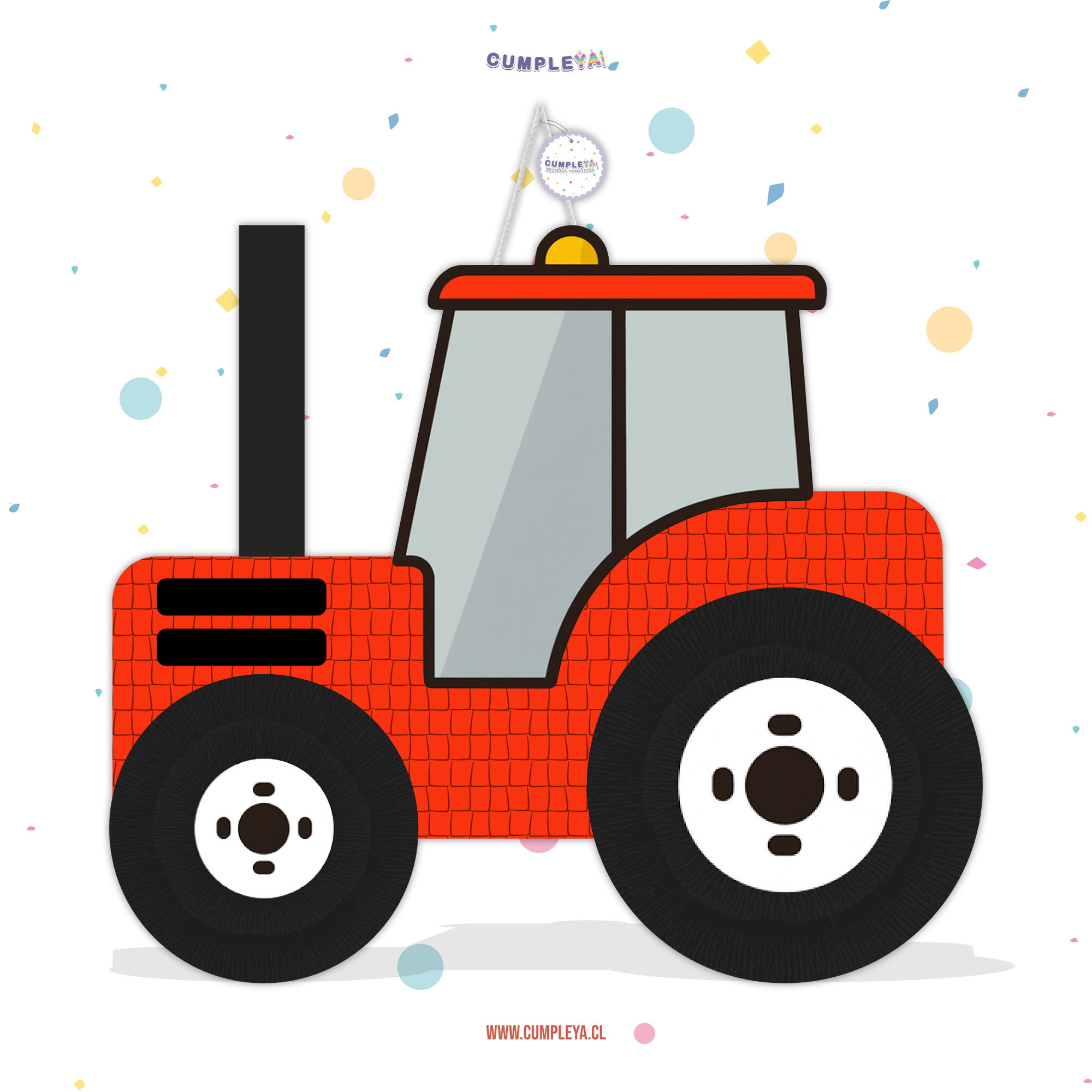 PIÑATA TRACTOR 3D 60CM PREMIUM