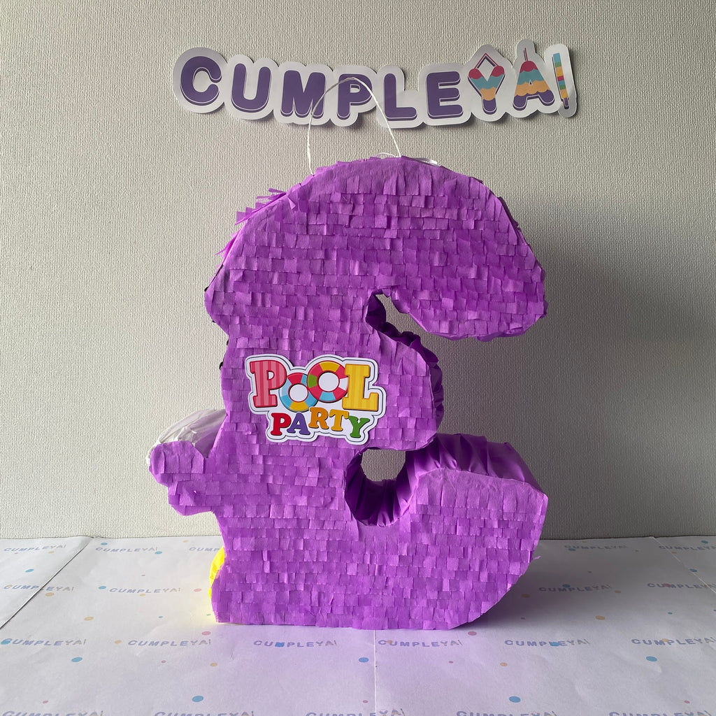 PIÑATA NUMERO 3 MINNIE MOUSE POOL 40CM PREMIUM