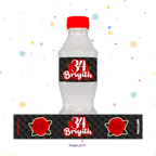 STICKER PARA BOTELLA 12 U FLORES NEGRAS Y ROJAS
