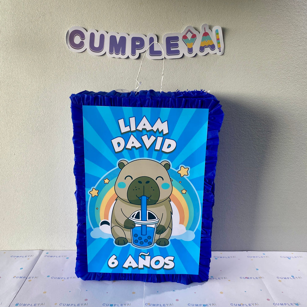 PIÑATA CAPIBARA AZUL RECTANGULAR EXPRÉS 50CM