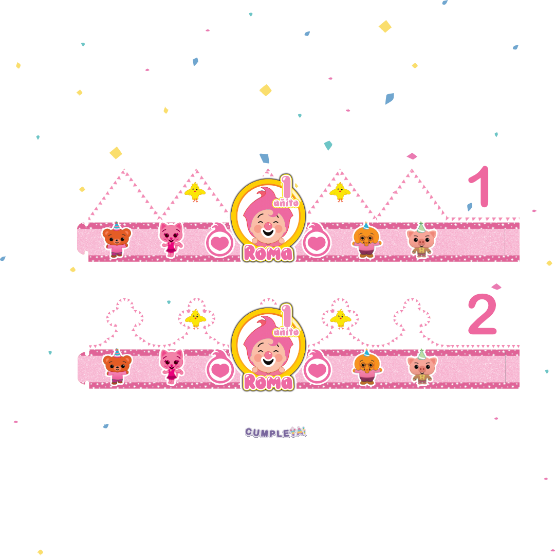 CORONA PLIM PLIM ROSADO 62X14CM