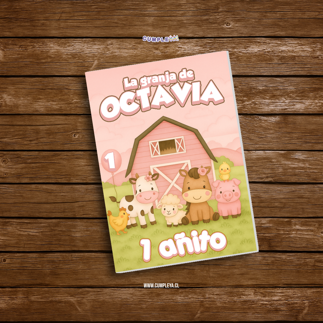 LIBRITO PARA COLOREAR ANIMALITOS DE LA GRANJA ROSADA 8 PAGINAS 11X15CM
