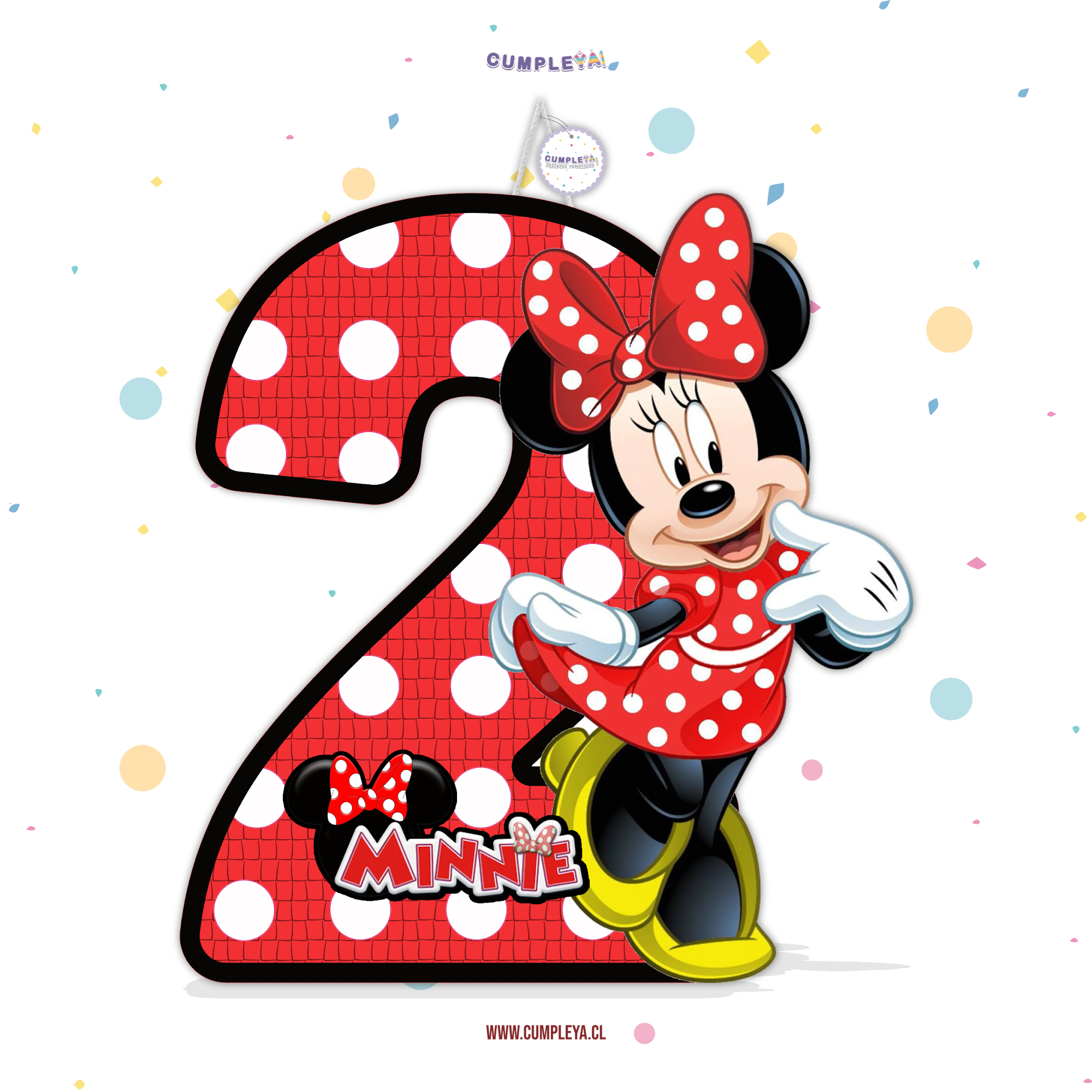 PIÑATA MINNIE ROJA NÚMERO 2 40CM PREMIUM