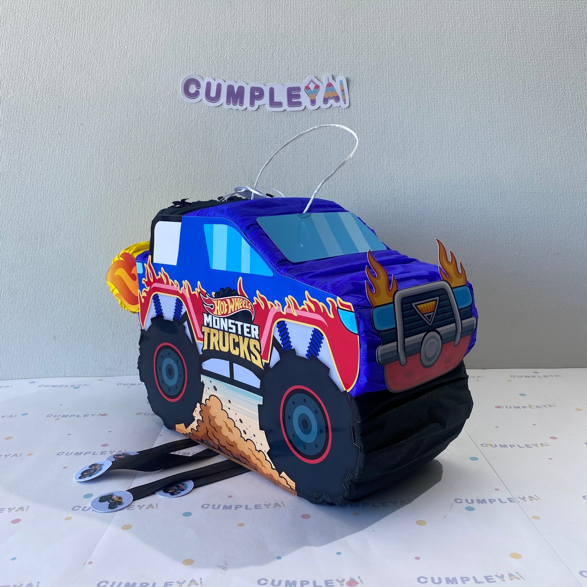 PIÑATA 40 CM MONSTER TRUCK AZUL