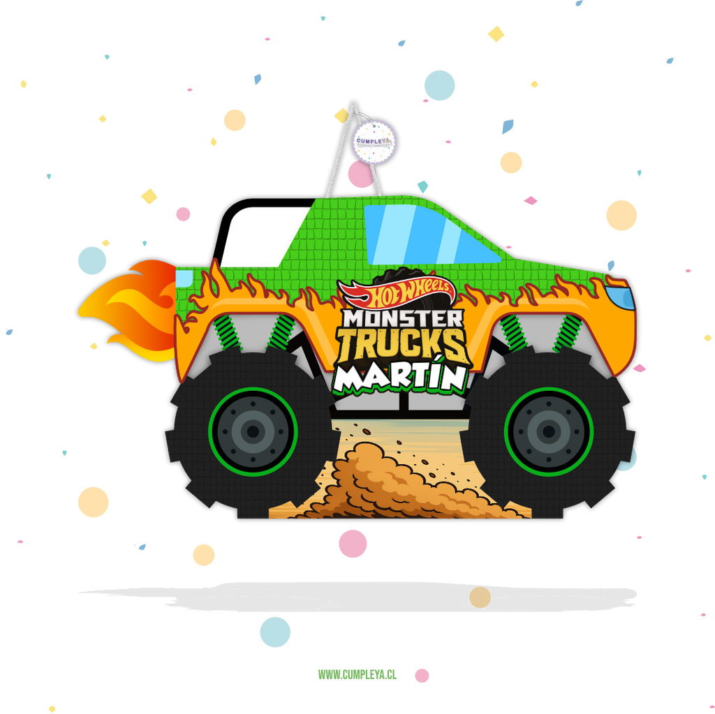 PIÑATA MONSTER TRUCK VERDE 60CM PREMIUM
