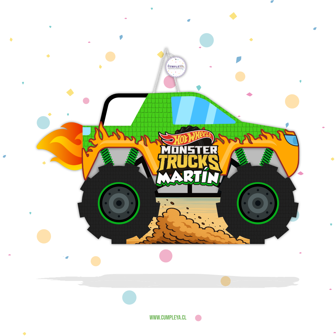 PIÑATA MONSTER TRUCK VERDE 60CM PREMIUM