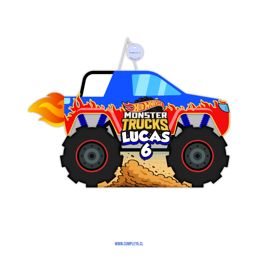 PIÑATA 40 CM MONSTER TRUCK AZUL