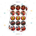 30 STICKER CIRCULARES 5 X 5 CM FERRARI