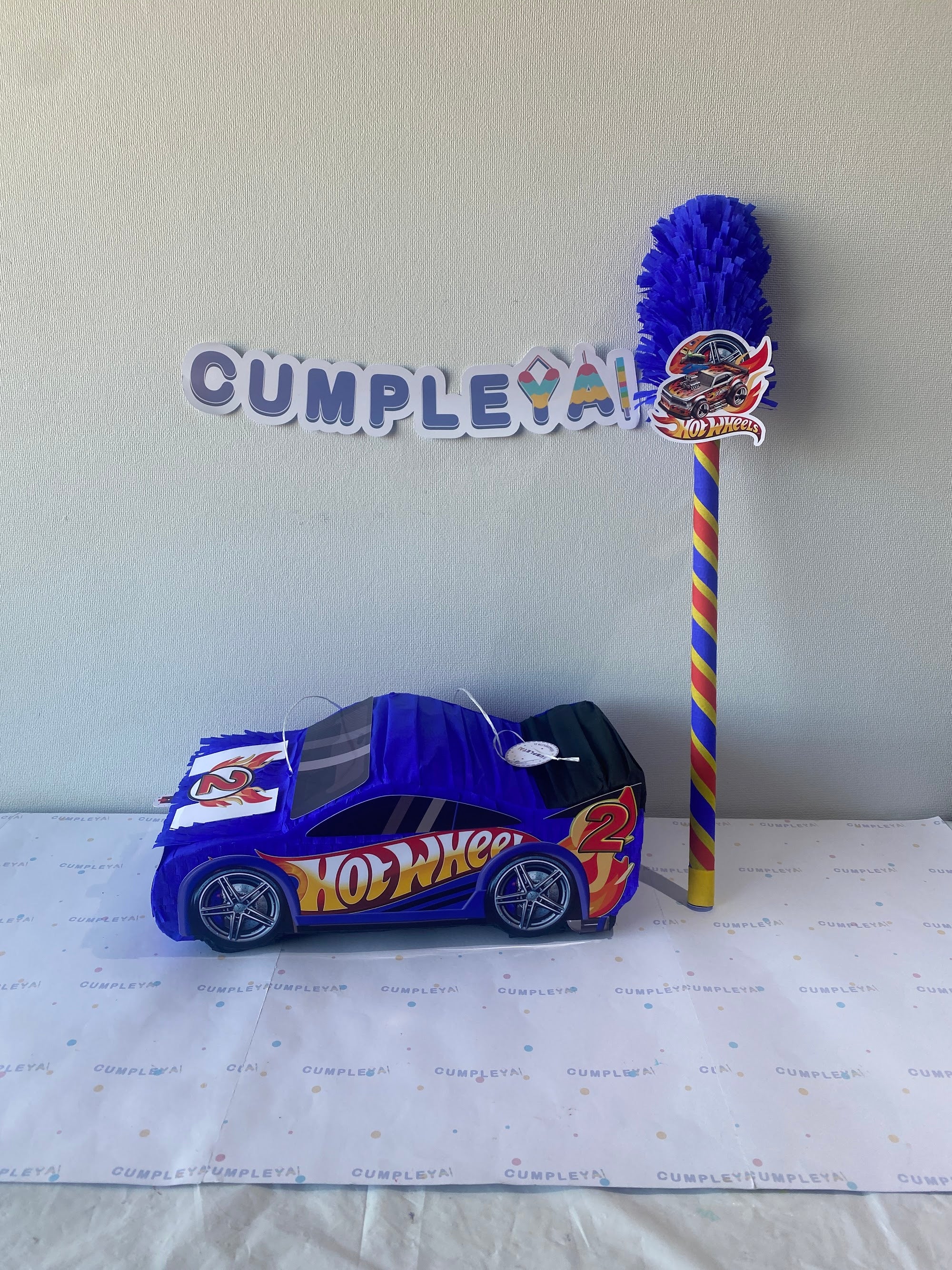 PIÑATA AUTO AZUL 40CM PREMIUM