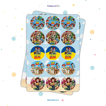 30 STICKER CIRCULARES 5 X 5 CM TOYS STORY