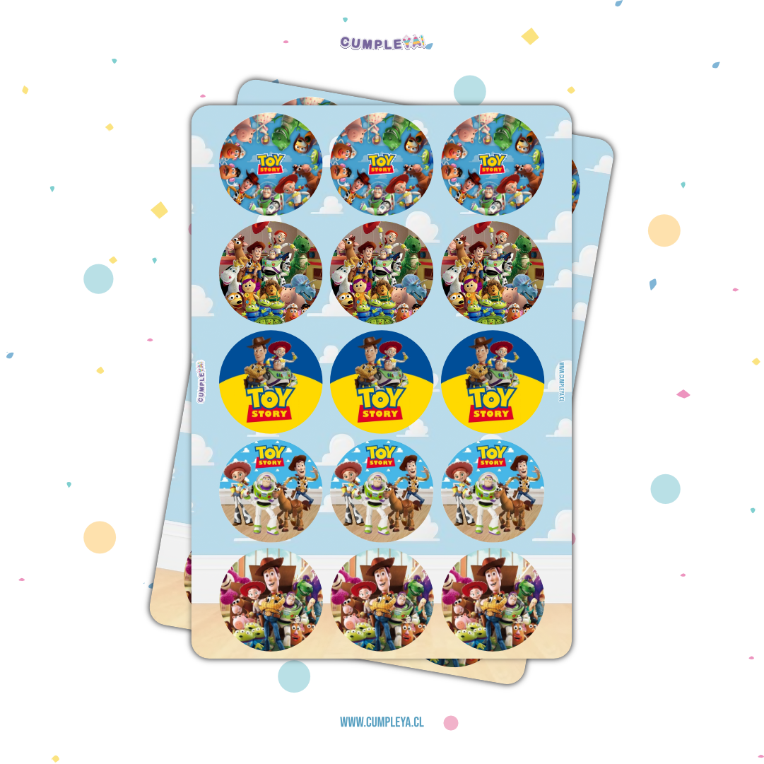 30 STICKER CIRCULARES 5 X 5 CM TOYS STORY