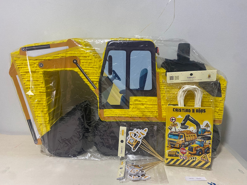 PIÑATA CAMIÓN EXCAVADORA CAT 60CM PREMIUM