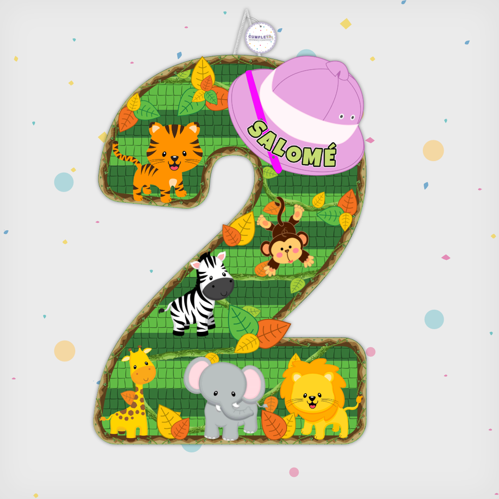 PIÑATA NUMERO 2 SAFARI 40CM PREMIUM