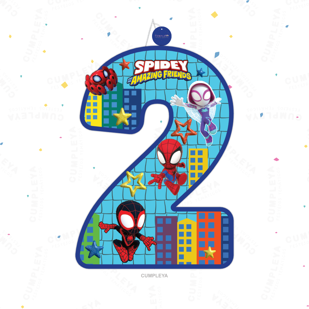 PIÑATA NÚMERO 2 SPIDEY Y SUS AMIGOS 60CM PREMIUM