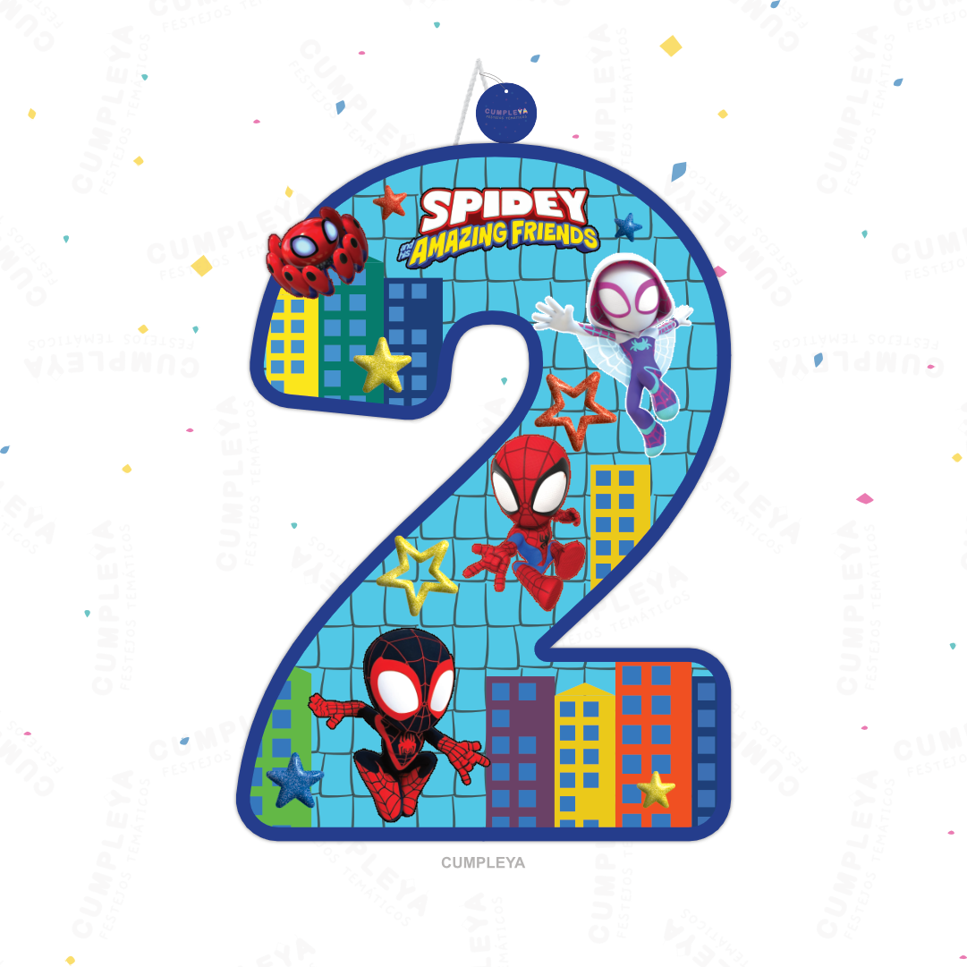 PIÑATA NÚMERO 2 SPIDEY Y SUS AMIGOS 60CM PREMIUM