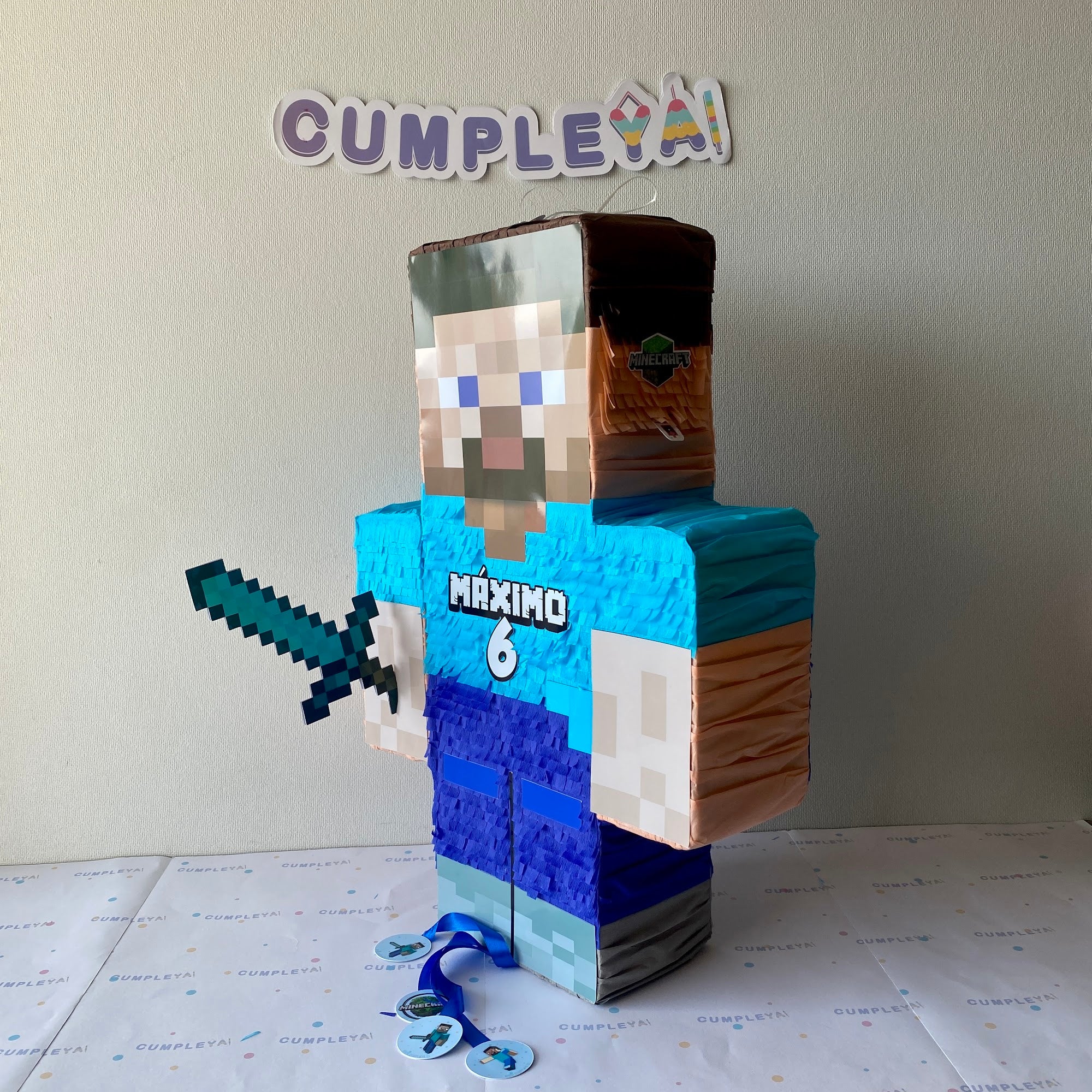 PIÑATA STEVE DE MINECRAFT 60CM PREMIUM