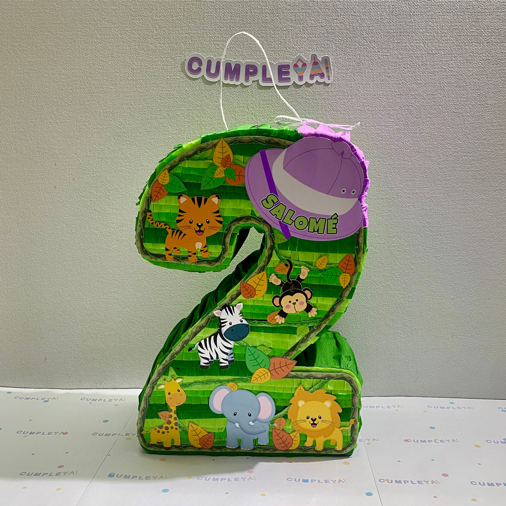 PIÑATA NUMERO 2 SAFARI 40CM PREMIUM