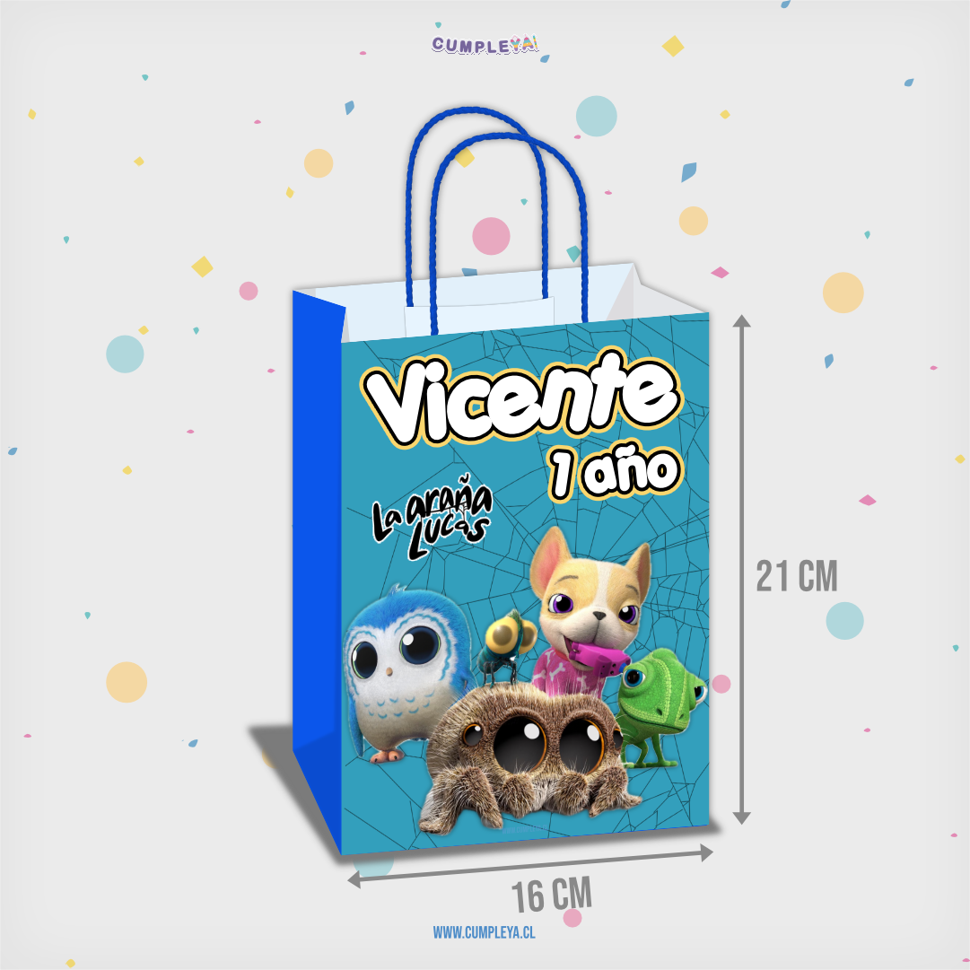 BOLSA SORPRESA LA ARAÑA LUCAS PERSONALIZADO 16X21X8CM