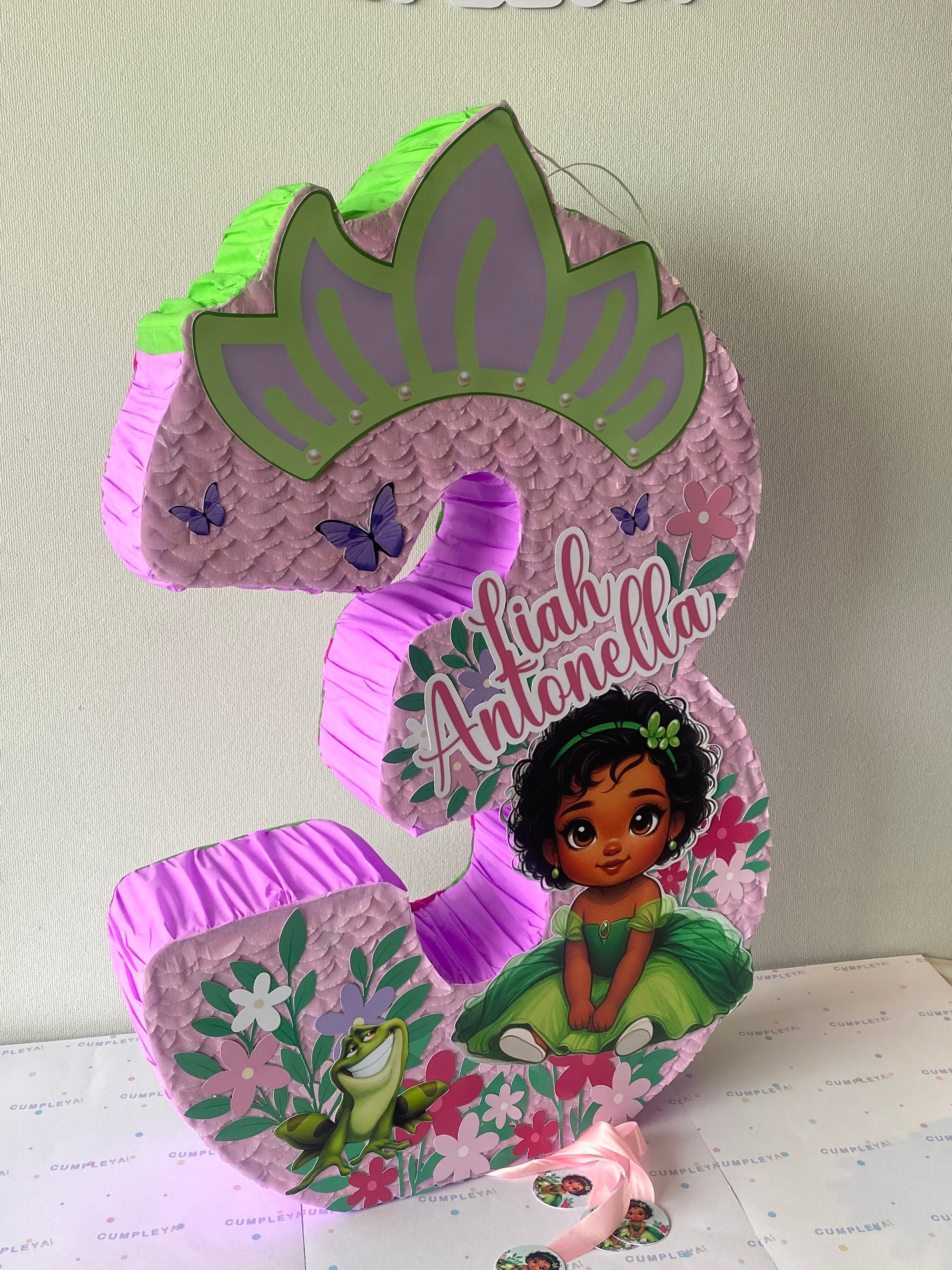 PIÑATA NUMERO 3 PRINCESA TIANA BEBE 60CM PREMIUM