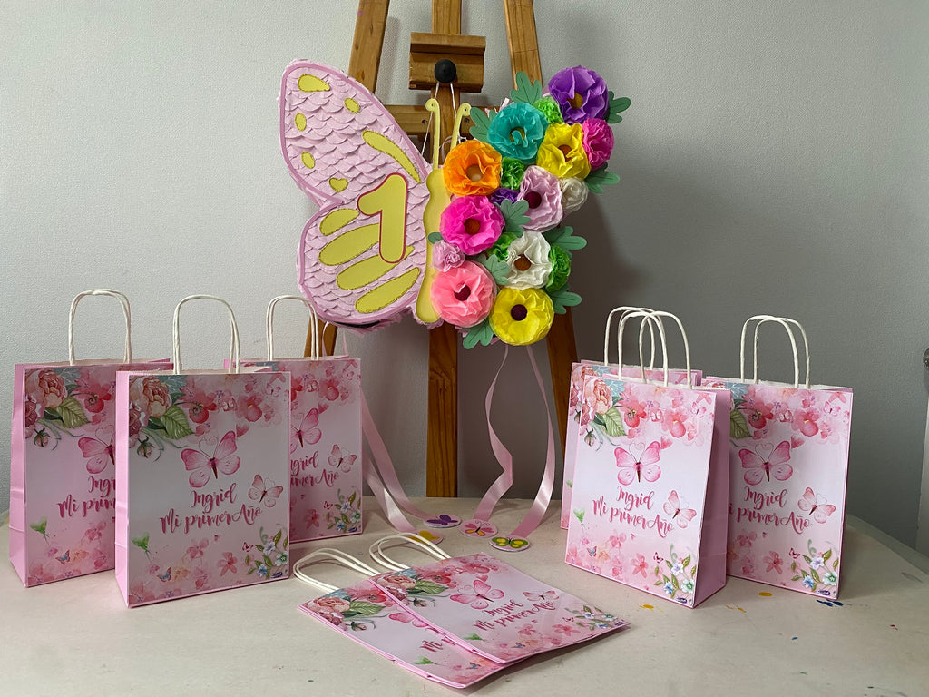 PIÑATA MARIPOSA CON FLORES 40CM PREMIUM