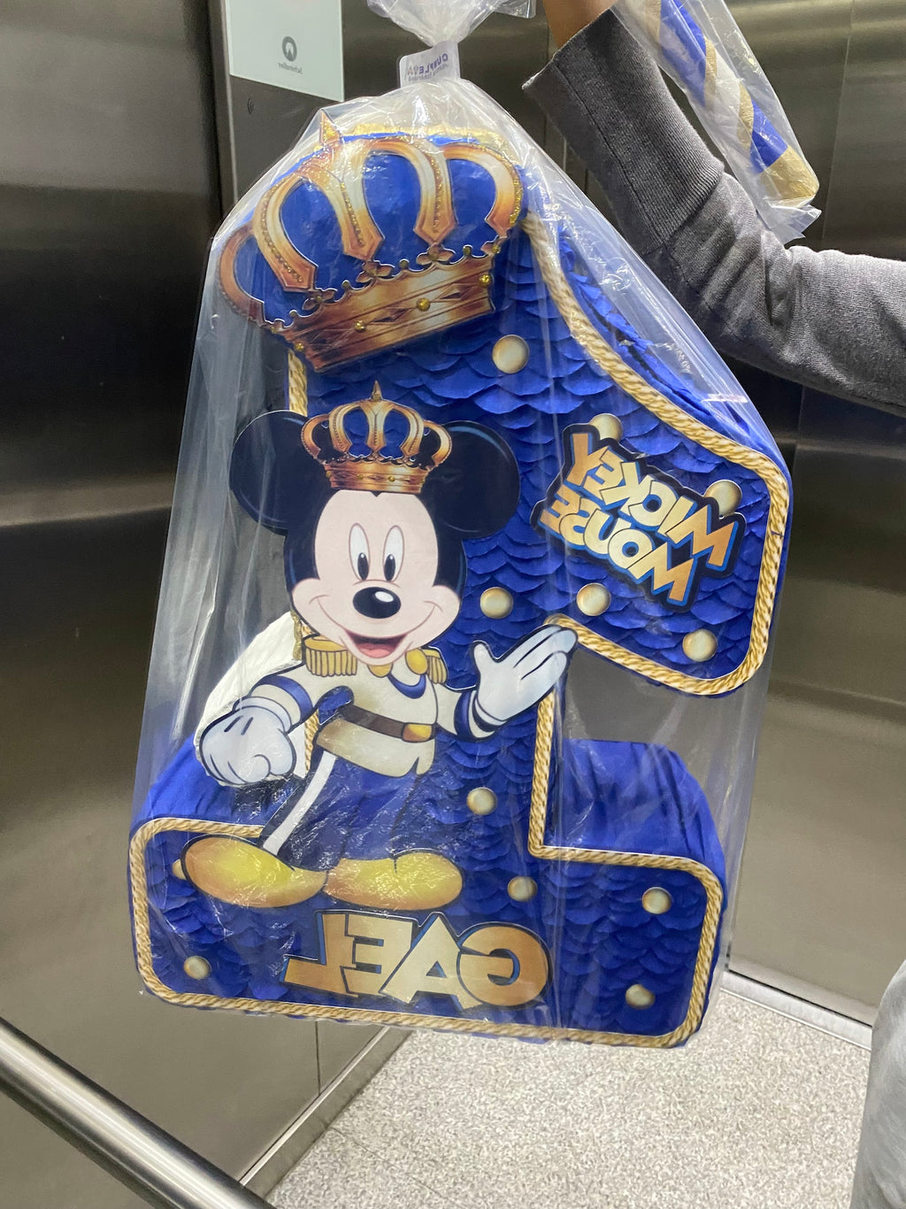 PIÑATA NUMERO 1 MICKEY REY AZUL 60CM PREMIUM