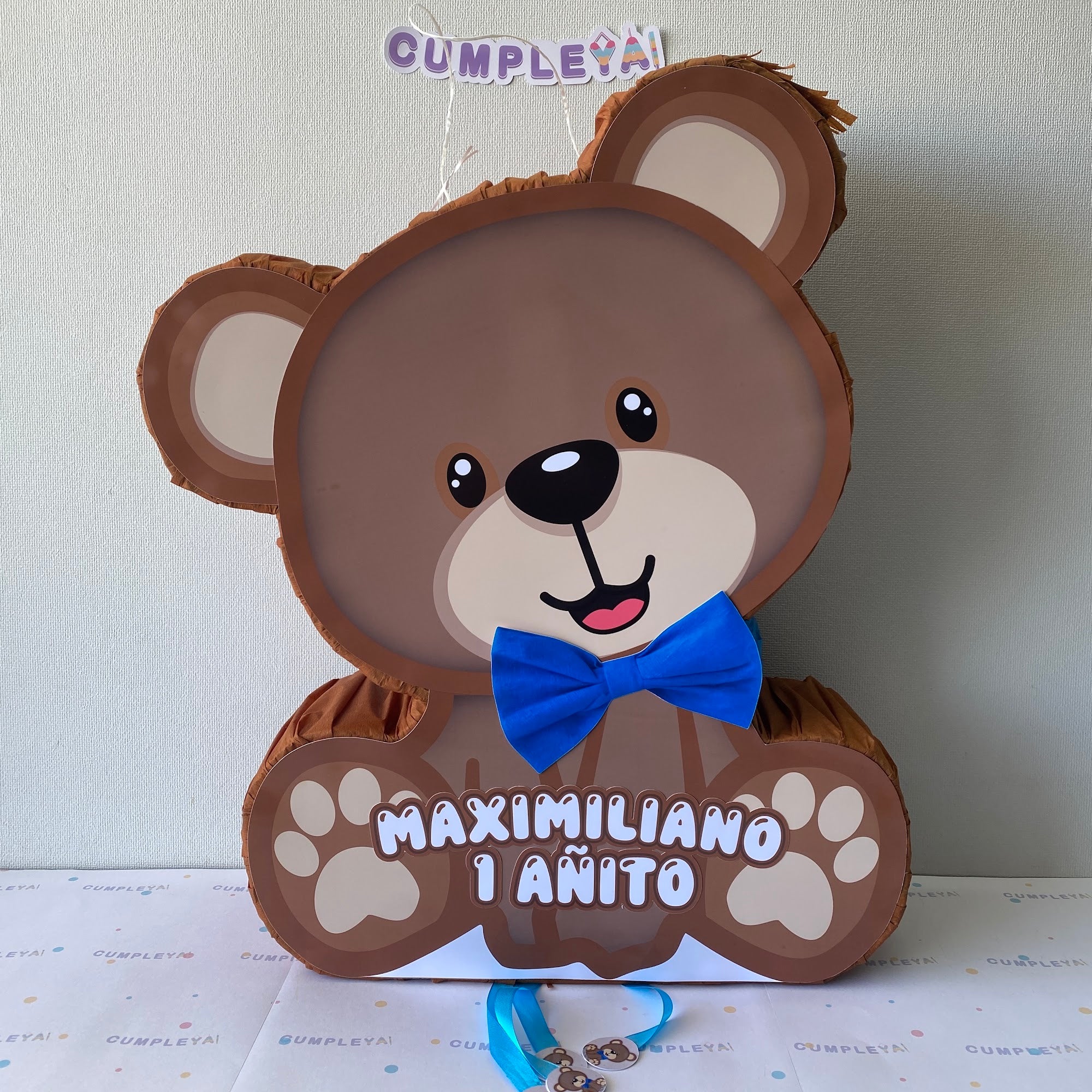 PIÑATA 60 CM XL OSO LAZO AZUL