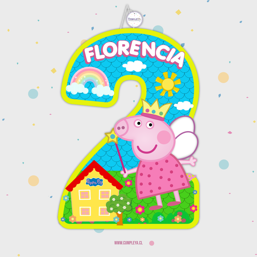 PIÑATA NUMERO 2 DE PEPPA PIG 60CM PREMIUM