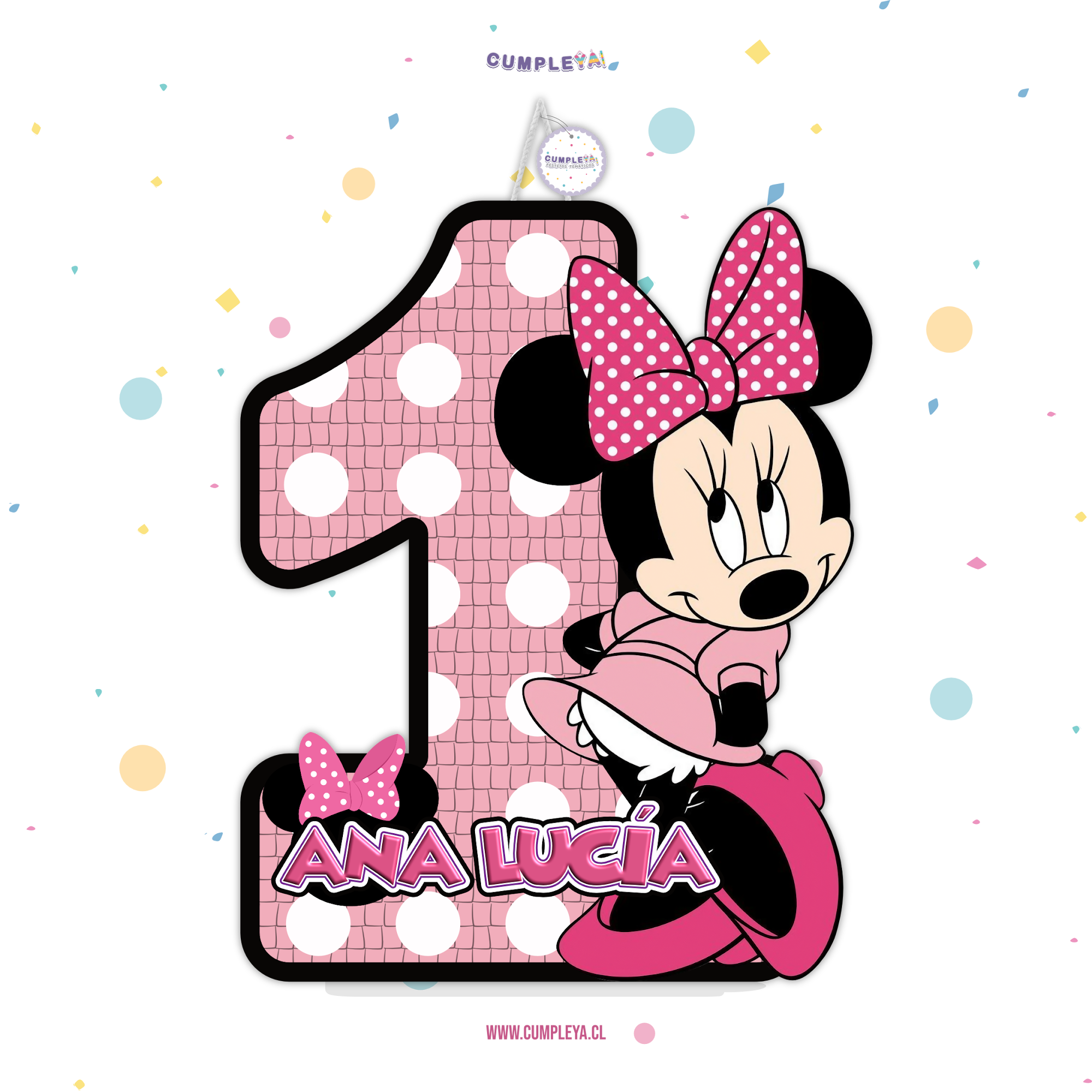 PIÑATA NUMERO 1 MINNIE MOUSE 40CM PREMIUM