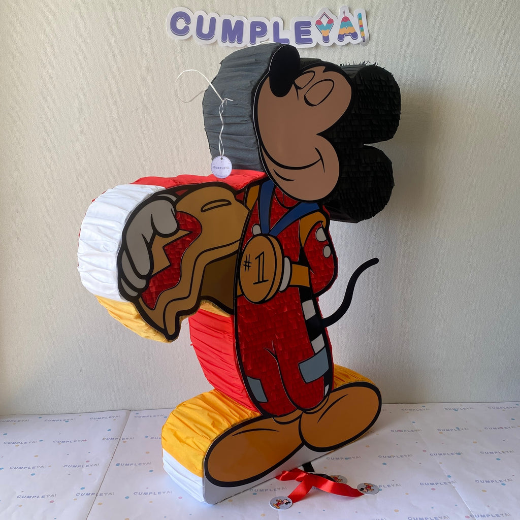 PIÑATA MICKEY AUTO DE CARRERA 60CM PREMIUM