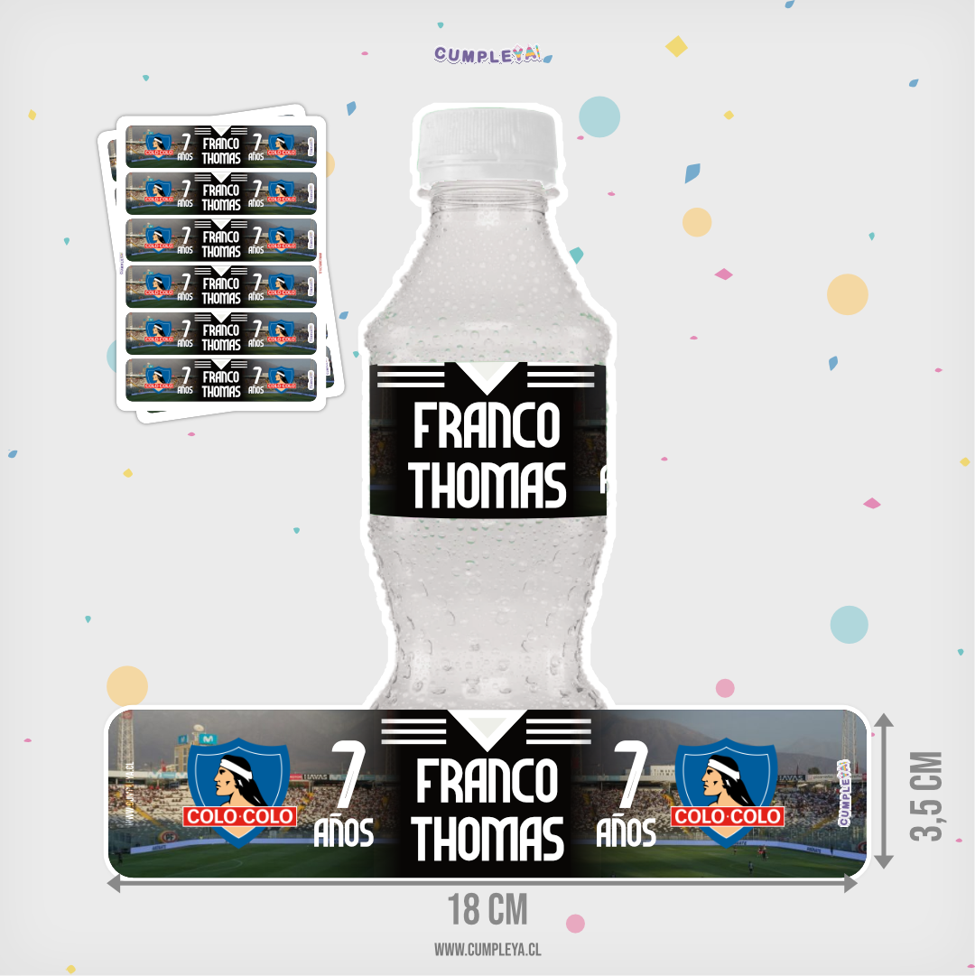 STICKER PARA BOTELLA 250ML 18X3, 5CM SET 12U