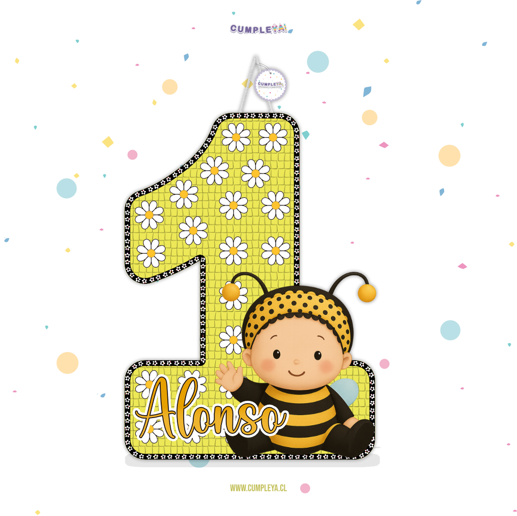 PIÑATA NUMERO 1 CON BEBE ABEJITA 60CM PREMIUM