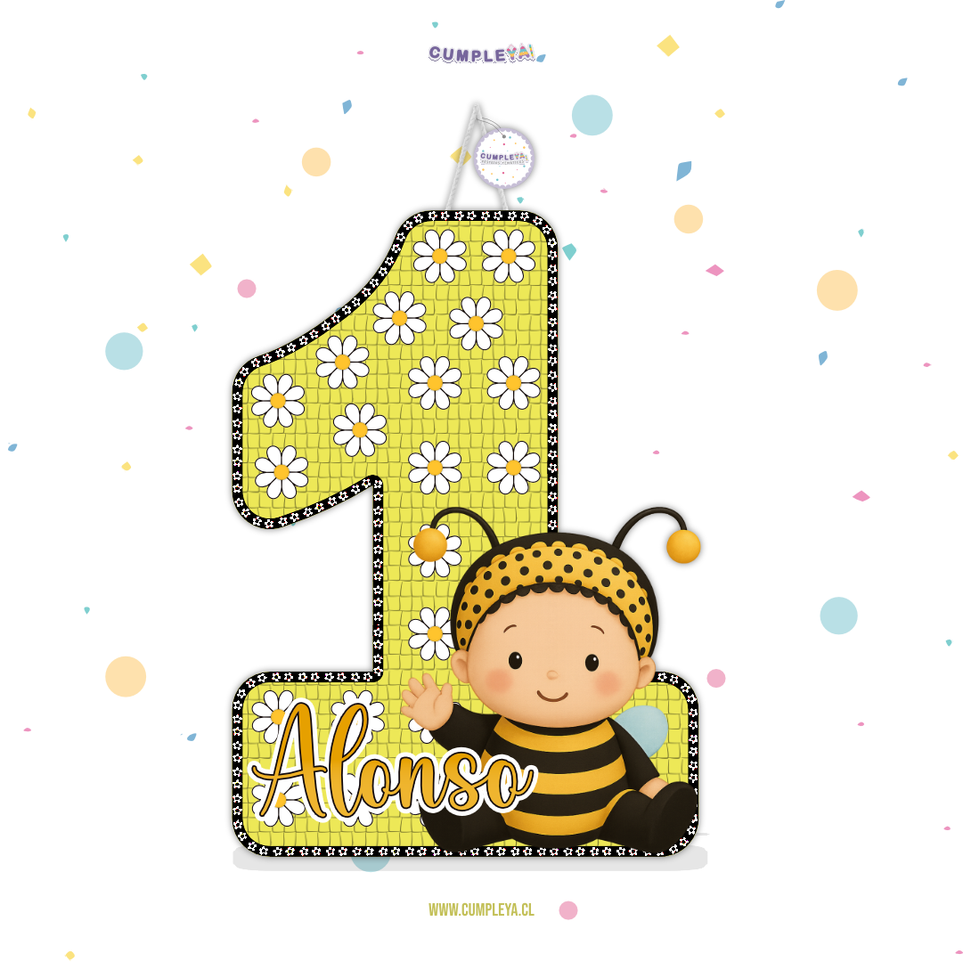 PIÑATA NUMERO 1 CON BEBE ABEJITA 60CM PREMIUM