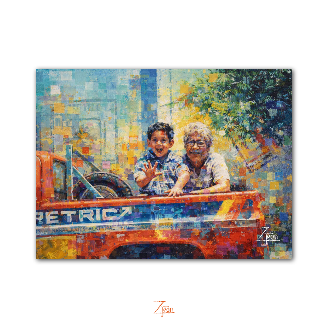 RETRATO REALISMO ABSTRACTO IMPRESO 20X28 CM CON MARCO