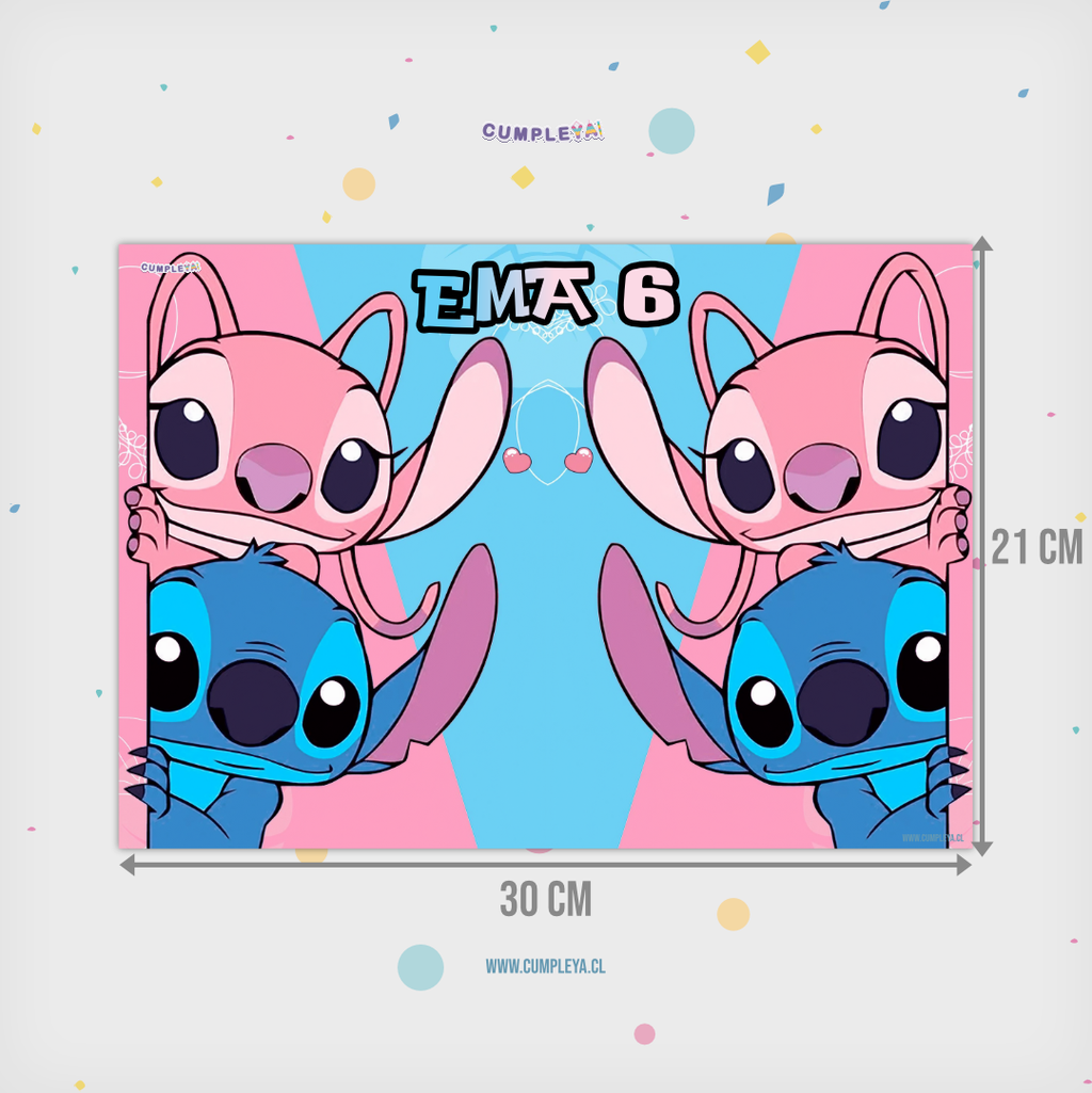 INDIVIDUALES STITCH Y ANGELA PAPEL BOND 21X30CM TEMÁTICO