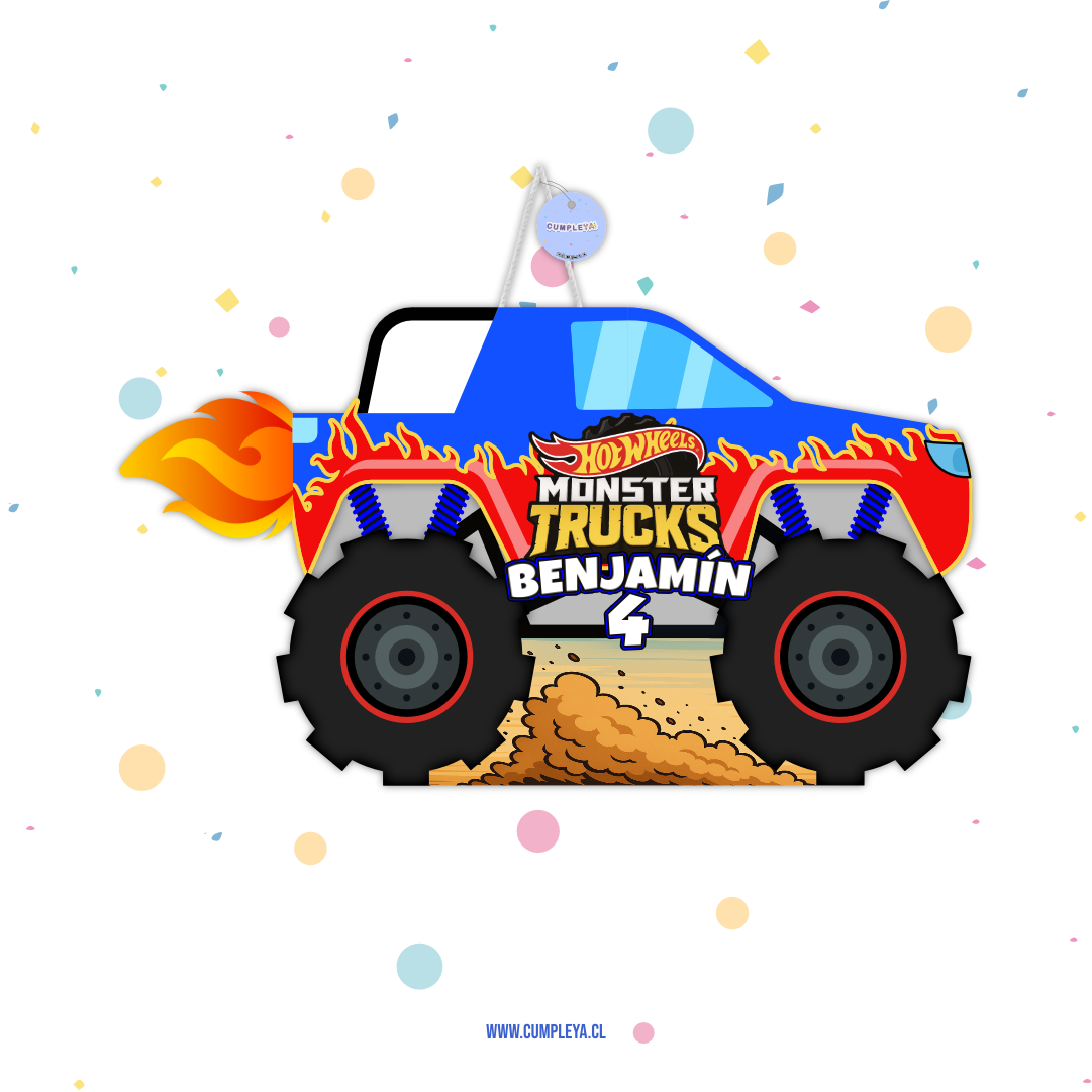 PIÑATA 60 CM MONSTER TRUCK AZUL