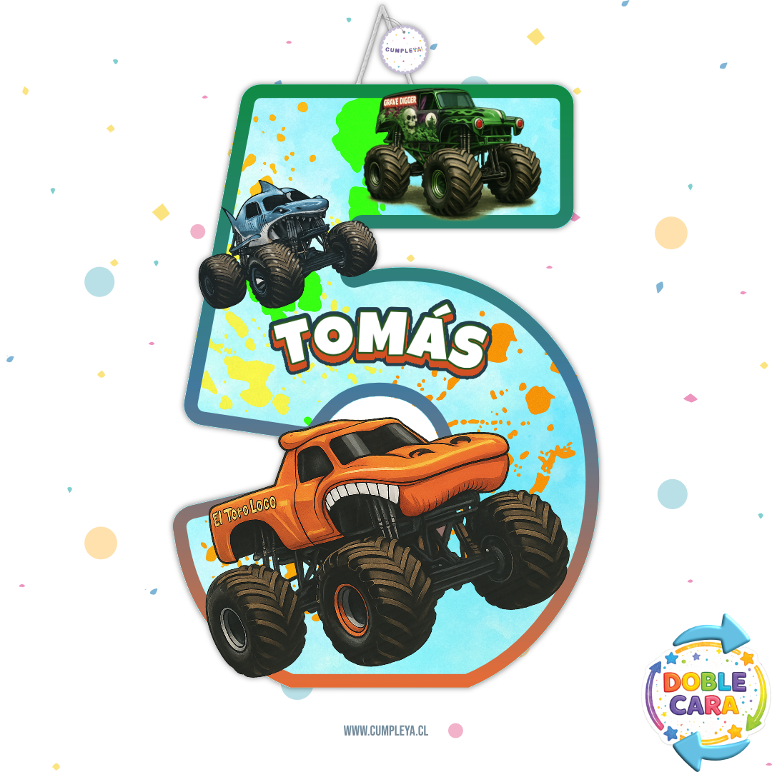 PIÑATA 40 CM MONSTER JAM NUMERO 5