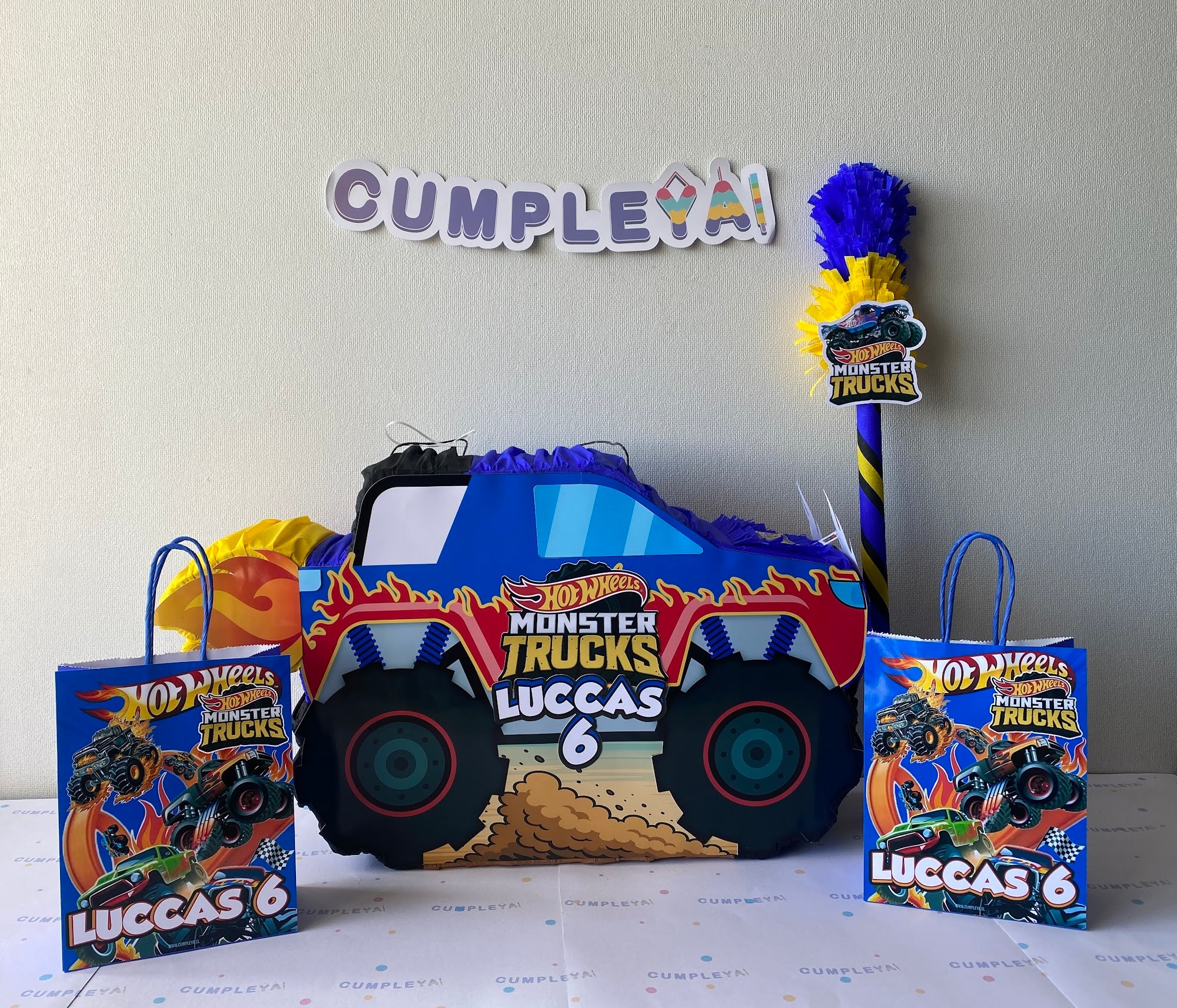 PIÑATA 60 CM MONSTER TRUCK AZUL