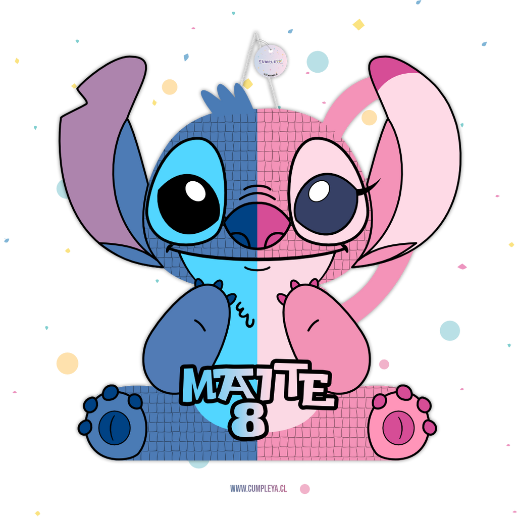 PIÑATA STITCH Y ÁNGELA MANOS ARRIBA 40CM PREMIUM