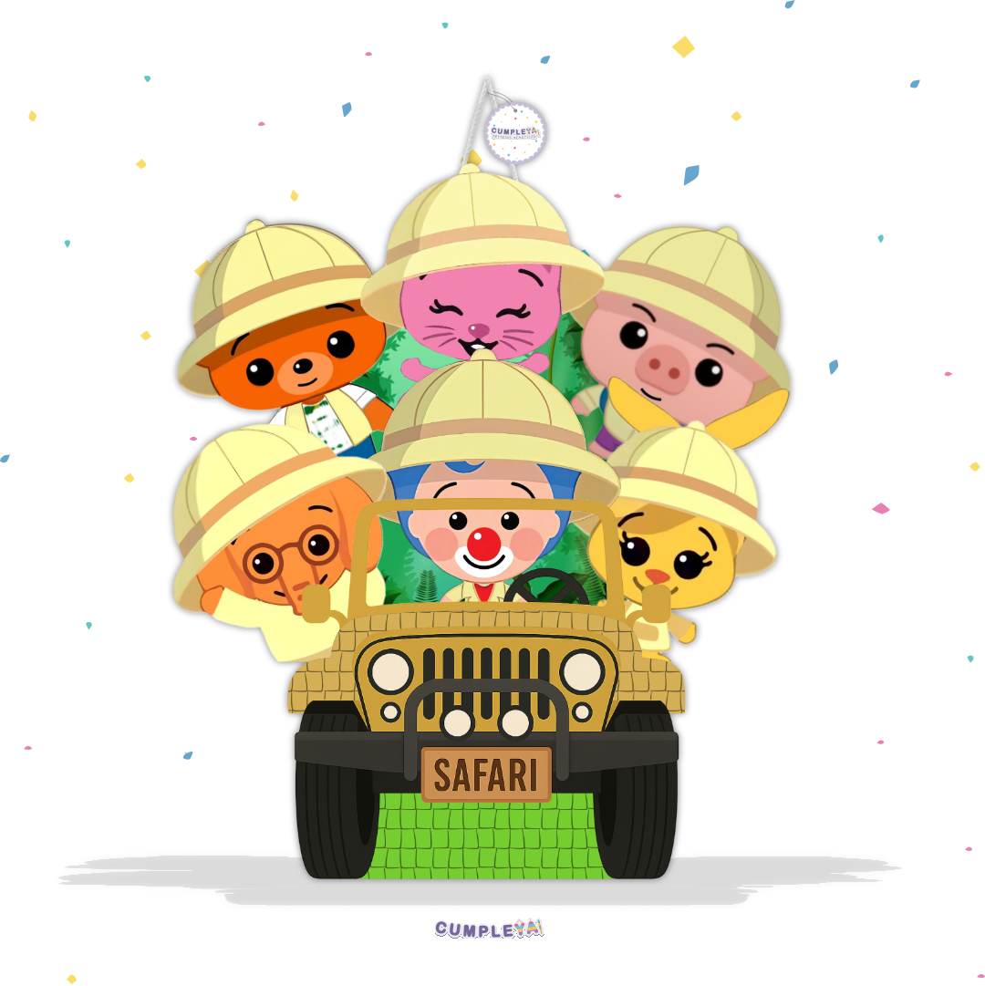 PIÑATA PLIM PLIM SAFARI EN JEEP 40CM PREMIUM