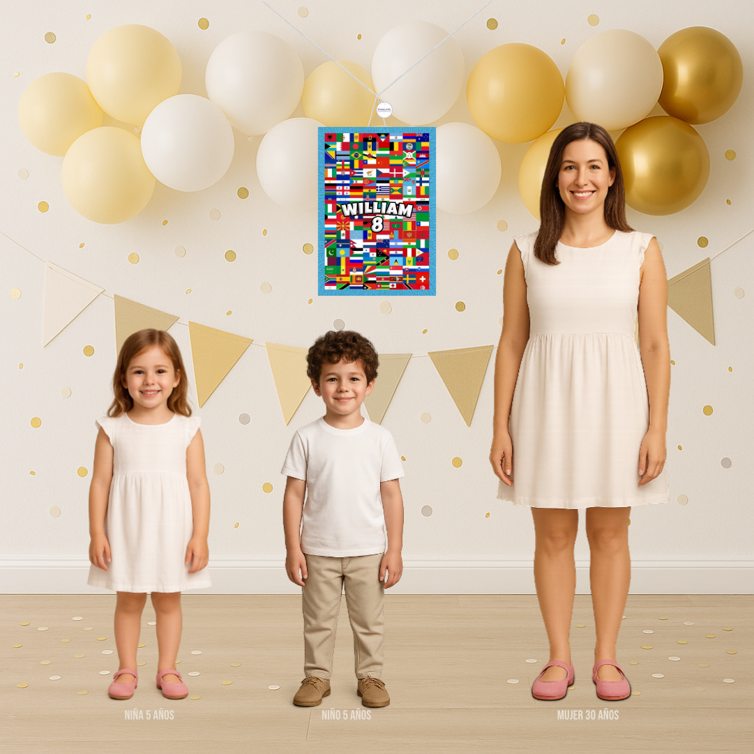 PIÑATA BANDERAS DEL MUNDO RECTANGULAR EXPRÉS 50CM