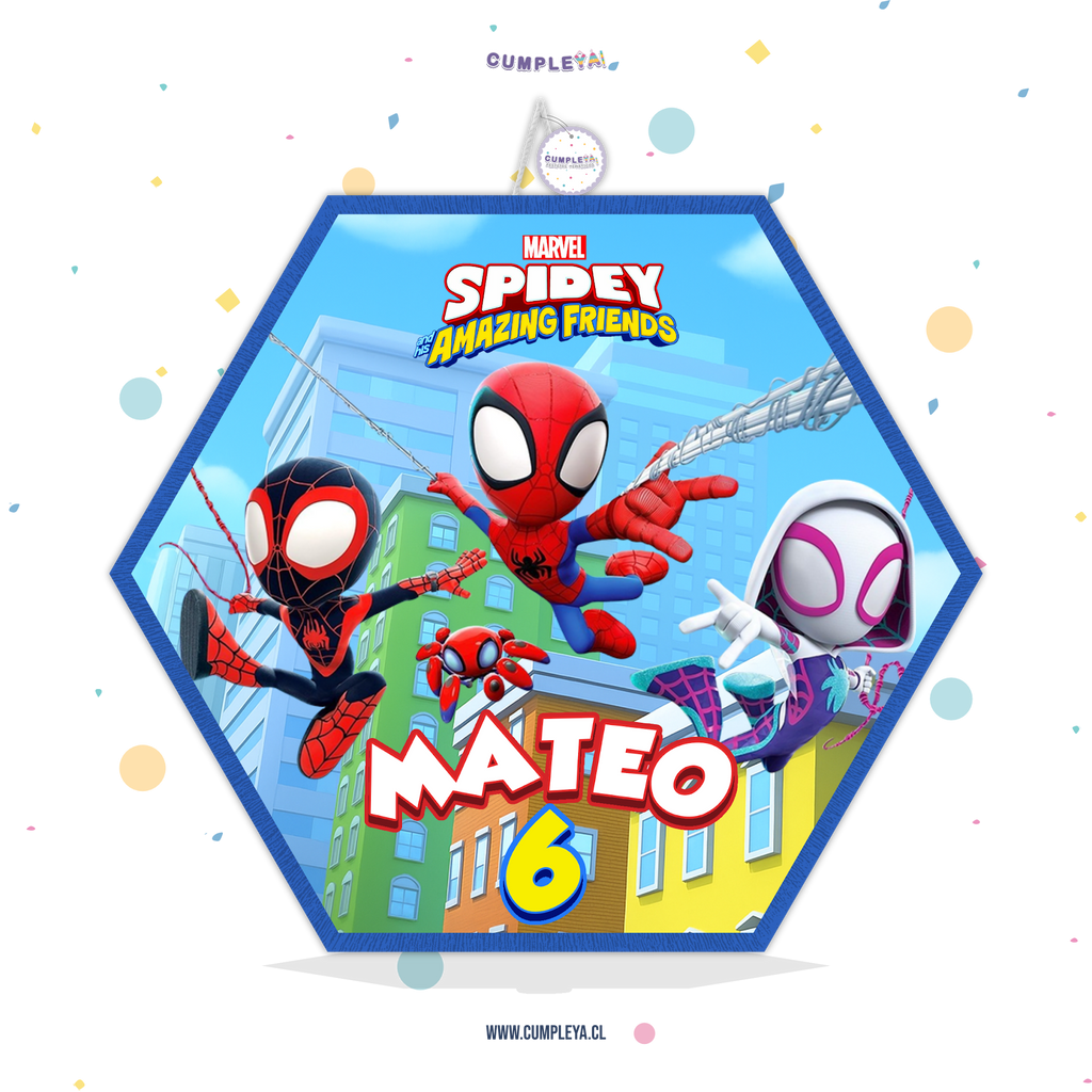 PIÑATA SPIDEY Y SUS AMIGOS HEXAGONAL EXPRÉS 40CM