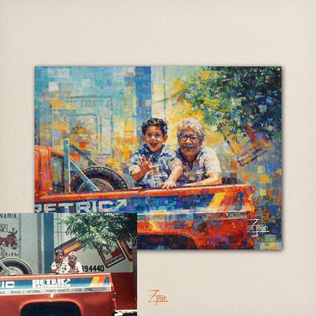 RETRATO REALISMO ABSTRACTO IMPRESO 20X28 CM CON MARCO