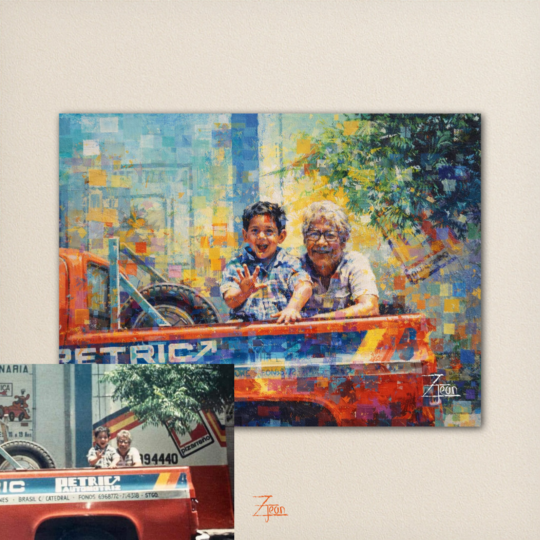 RETRATO REALISMO ABSTRACTO IMPRESO 20X28 CM CON MARCO