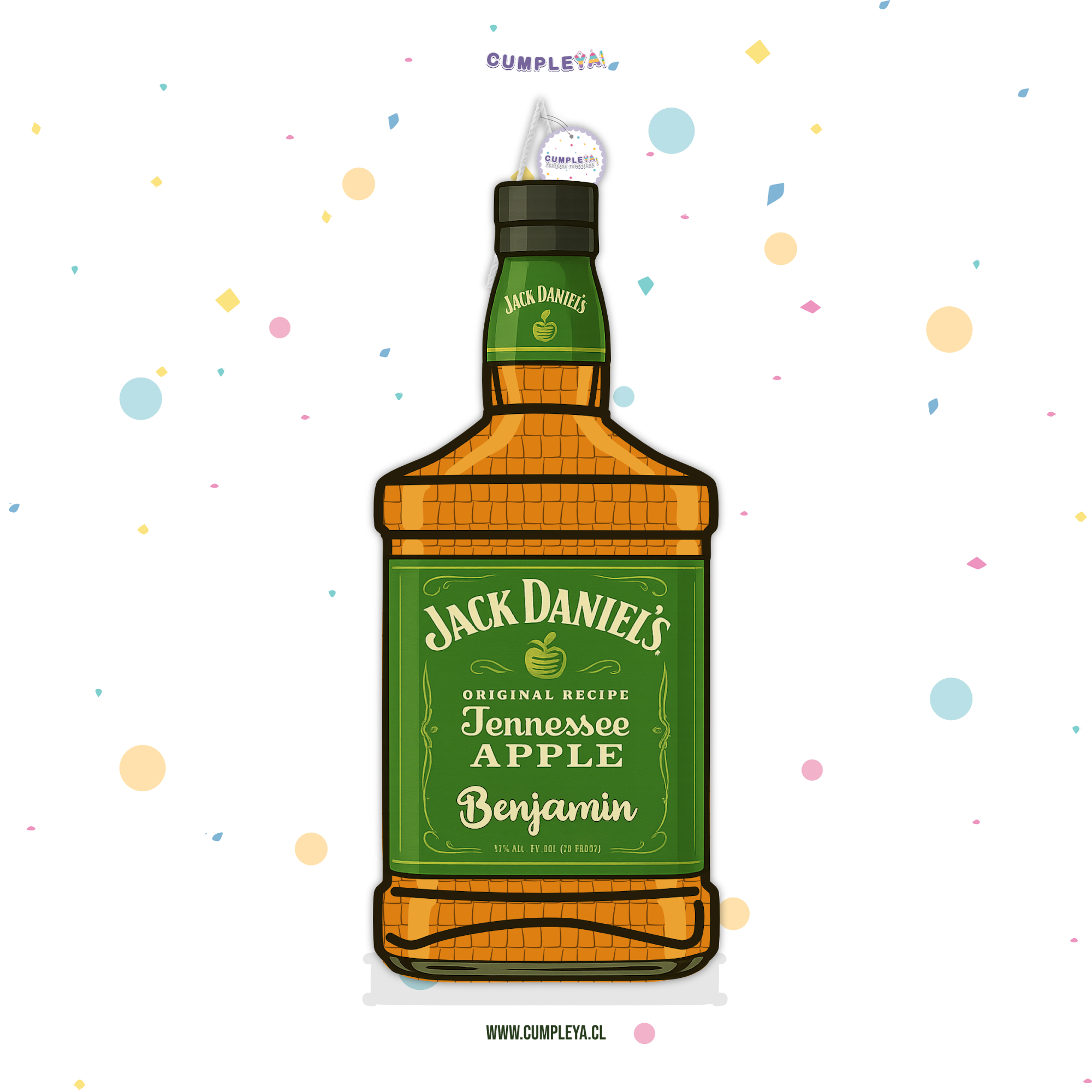 PIÑATA WHISKY JACK DANIEL MANZANA 60CM PREMIUM