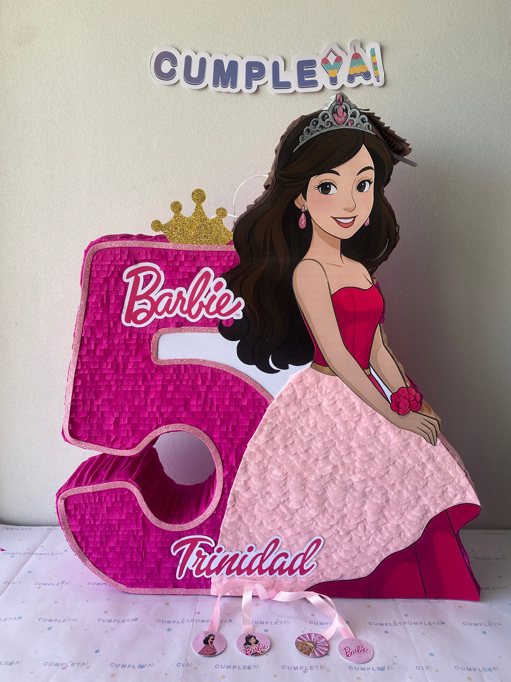 PIÑATA BARBIE CON NUMERO 5 60CM PREMIUM