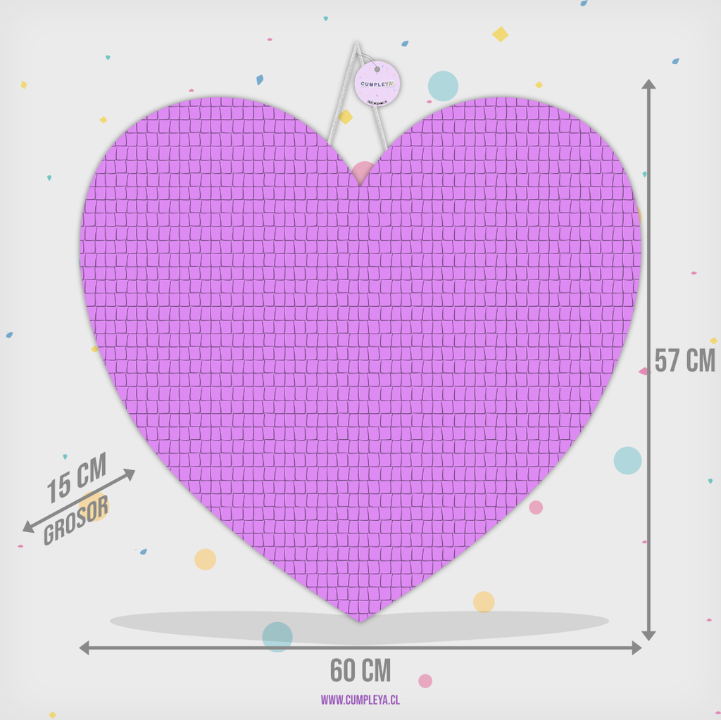 PIÑATA CORAZON ROSA 60CM PREMIUM