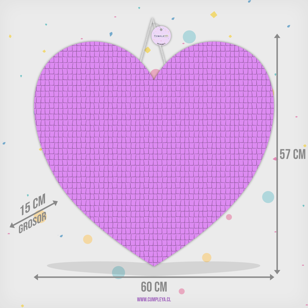 PIÑATA CORAZON ROSA 60CM PREMIUM