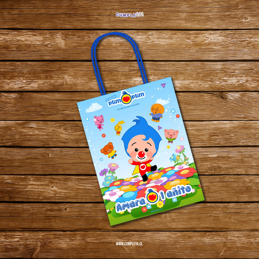 BOLSA SORPRESA PLIM PLIM Y SUS AMIGOS PERSONALIZADA 16X21X8CM
